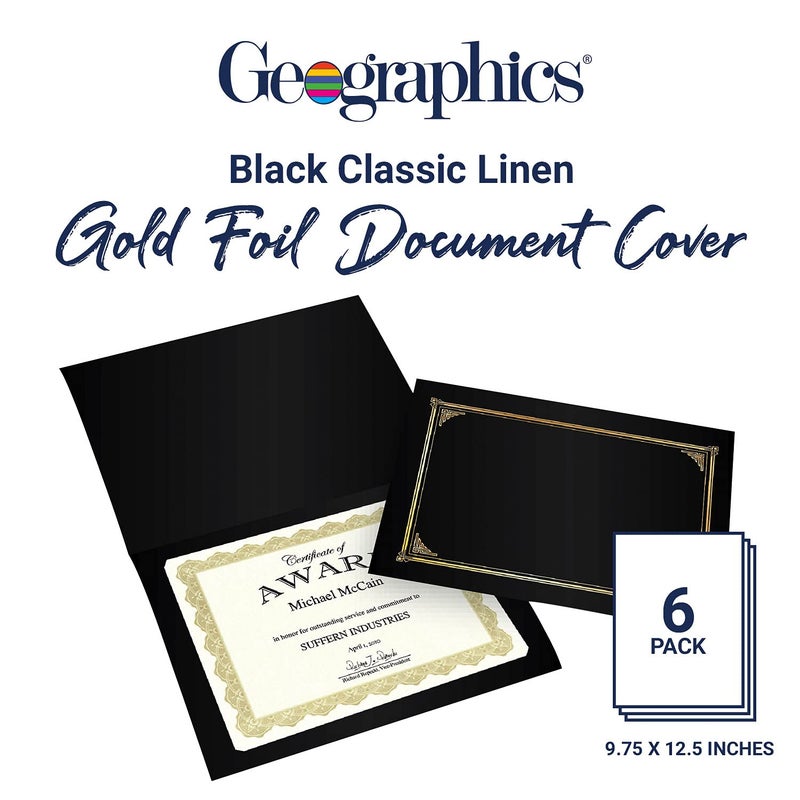 Geographics Classic Linen Certificate/Document Covers  12.5  x 9.75   Black (6 Pack) - Image 5